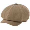 Schiebermütze Einheitsgröße Beige Braun Textil Fischgrätmuster mit Schirm