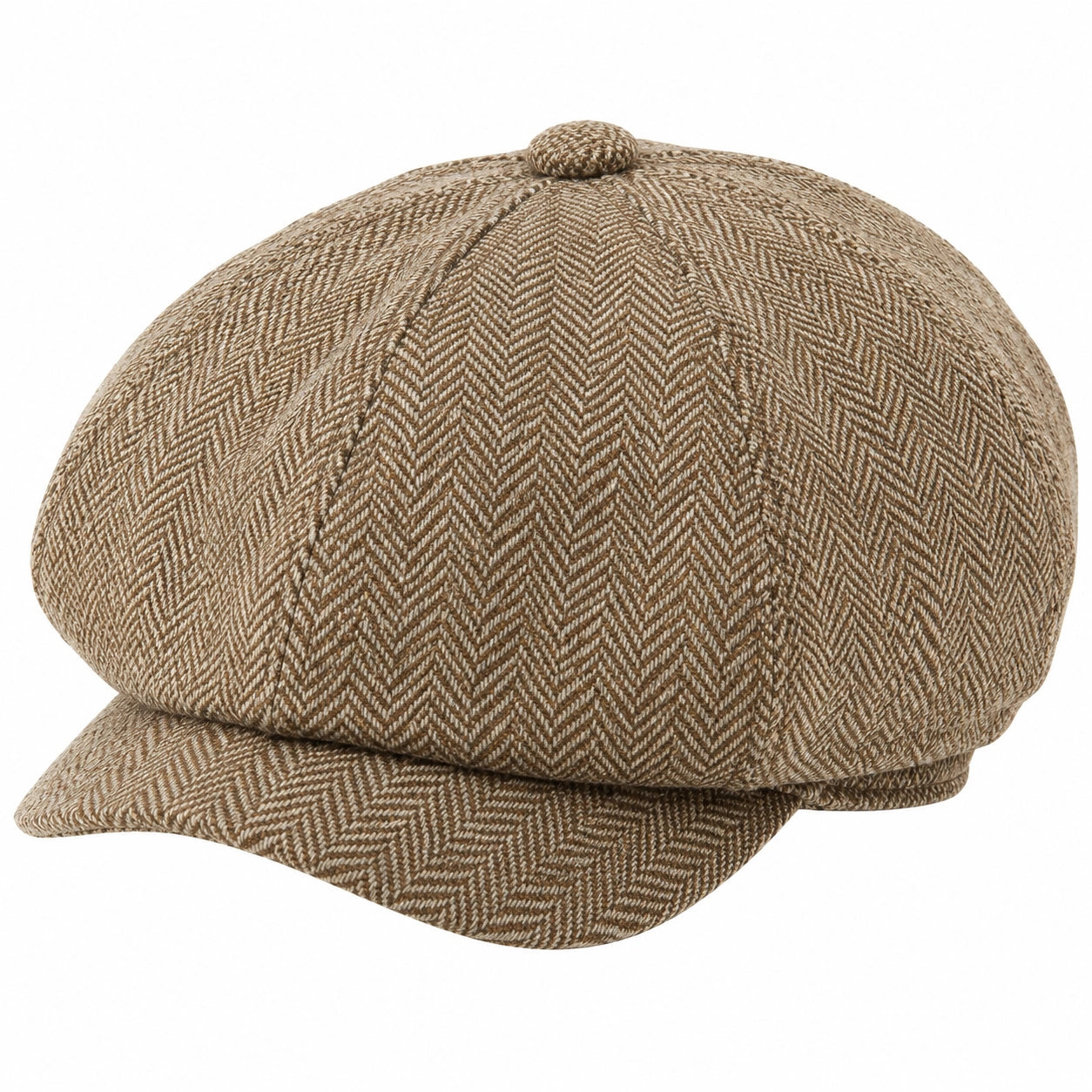 Schiebermütze Einheitsgröße Beige Braun Textil Fischgrätmuster mit Schirm