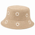 Bucket Hat Einheitsgröße Beige gehäkelt mit Blumenmuster für Alltag und Freizeit