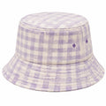 Bucket Hat Einheitsgröße aus Textilgewebe in Lila Beige kariert mit Krempe