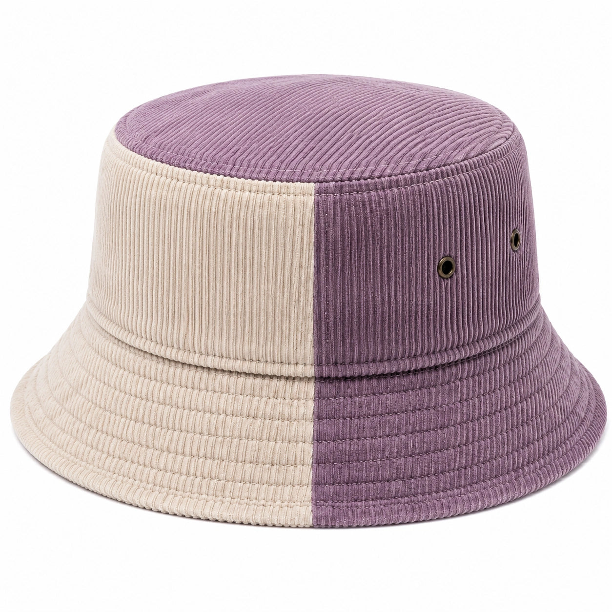 Anglerhut Einheitsgröße aus Cordstoff in Lila/Beige - zweifarbiger Freizeitstil