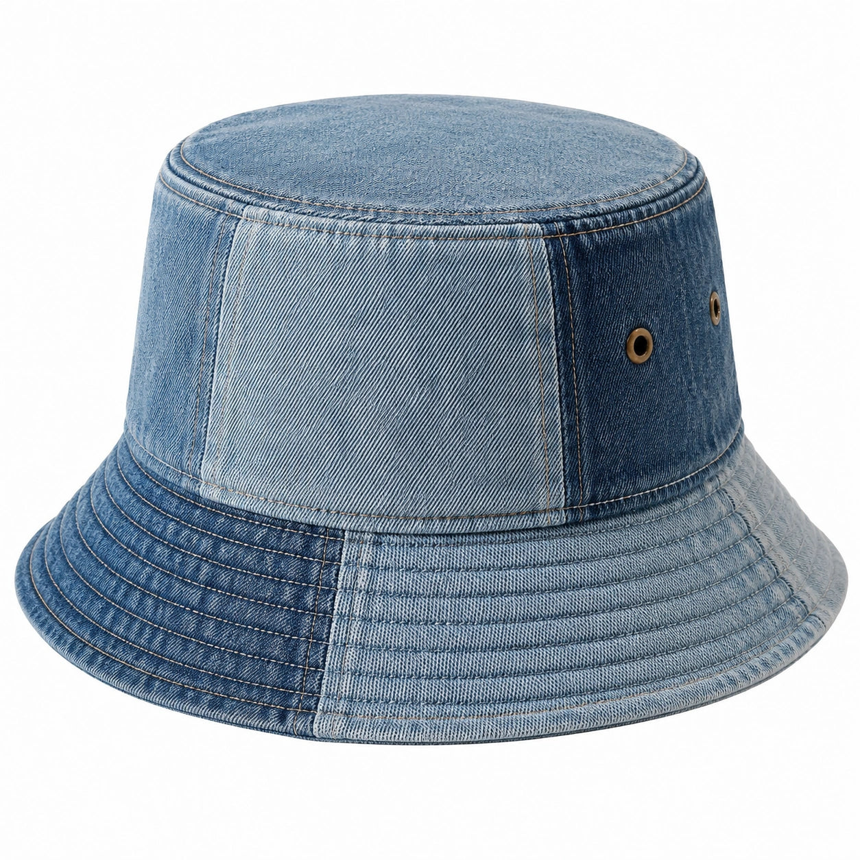 Bucket Hut Einheitsgröße aus Denim Blau mit Belüftungsösen