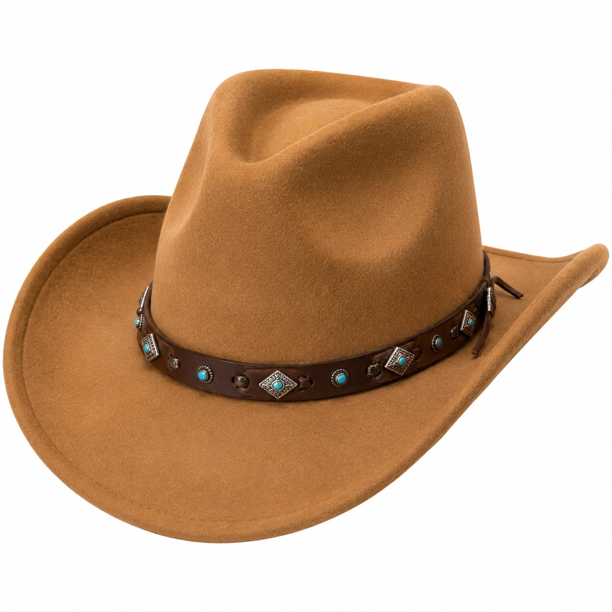 Cowboyhut Einheitsgröße Braun Textil mit Schmuckband im Westernstil
