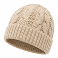 Strickmütze Einheitsgröße aus Textil in Creme für Damen und Herren mit Zopfmuster