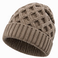 Beanie Einheitsgröße Textil Taupe Zopfmuster wärmend