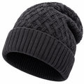 Strickmütze Einheitsgröße dunkelgrau mit Umschlag für Damen und Herren